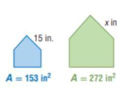 Use the given area to find the scale factor from the small figure to the large