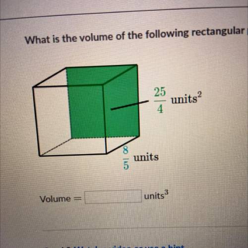 What is the volume of the following recatangle prism?