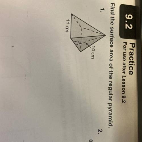 Plz help asap find the surface are of regular pyramid?