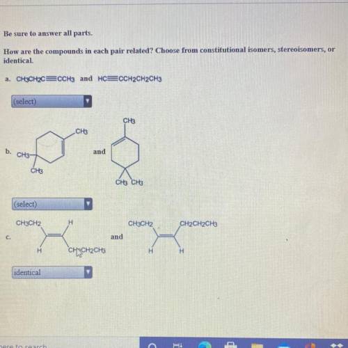 Choose from constitutional isomers,stereoisomers,or identical.