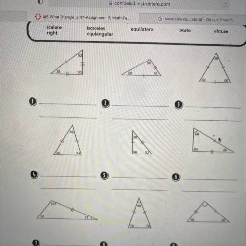 What is the name for each of these triangles?(Please help)