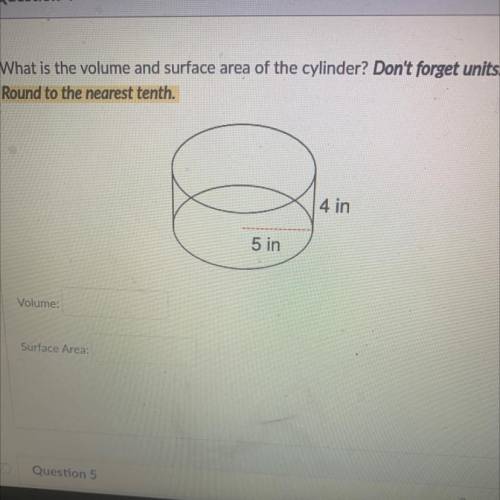 What is the volume and surface area of cylinder