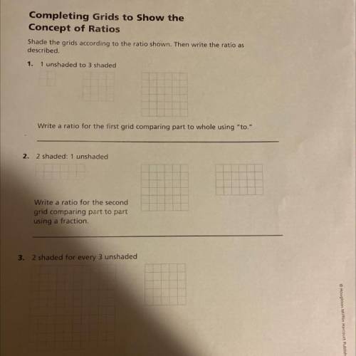shade the grids according to the ratio shown then write as described what do i shade in for number