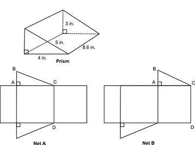 Part A: Which is the correct net for the prism? Explain your answer. (2 points)

Part B: Write the