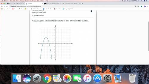 Using the graph, determine the coordinates of the x-intercepts of the parabola. pls no bit/ly answe