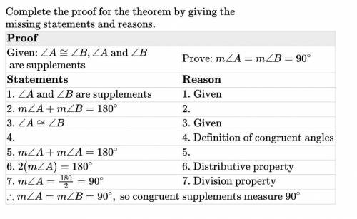 Complete the proof for the theorem by giving the missing statements and reasons.

Reason 5. Reason