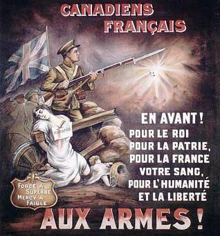 Written in French, this poster states:

French Canadians
Forward!
For King
For Country,
For France