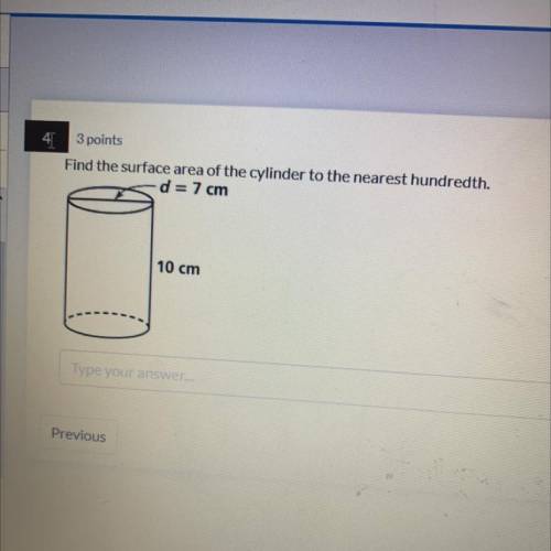 Find the surface area of the cylinder to the nearest hundredth.