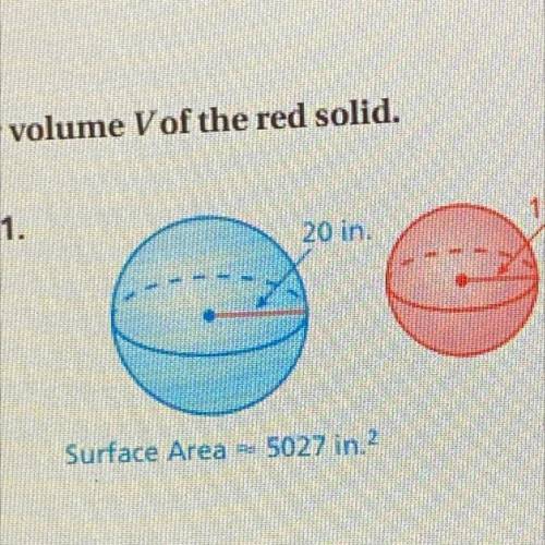 the solids are similar. find the surface area S or volume V of the red solid. round your answer to