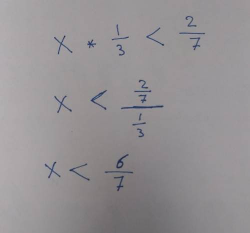 Find a fraction that, when multiplied by 1/3, is less than 2/7. Justify your answer.