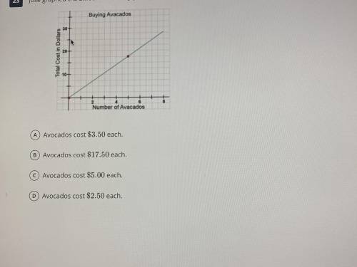 Jose graphed the amount of money paid in relation to the Number of avocados bought. Which statement