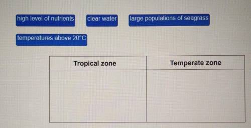 Drag each label to the correct location on the table. Match the ocean zone with its associated char
