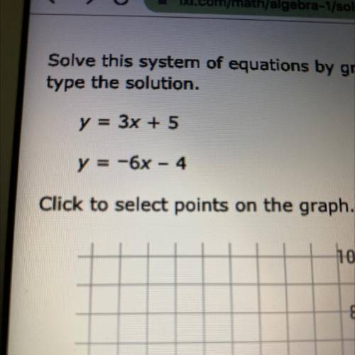 Solve this system of equation by graphing. First graph the equations and then type the solution y=
