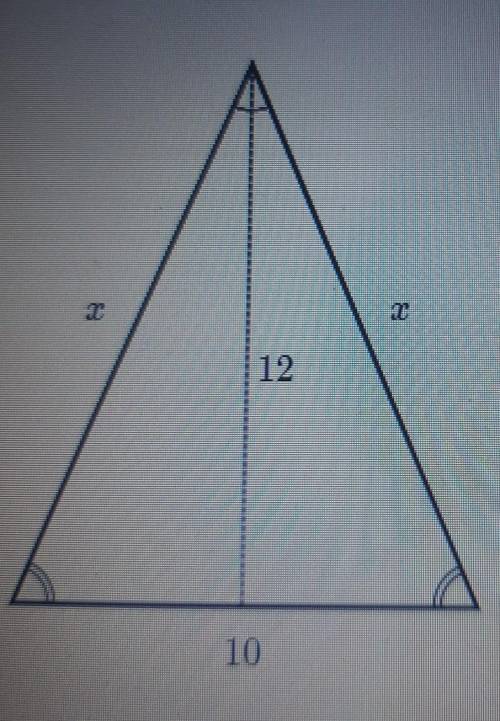 Find the value of x in the isosceles triangle shown below​