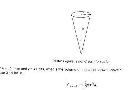 Find the volume of the cone using the given formula