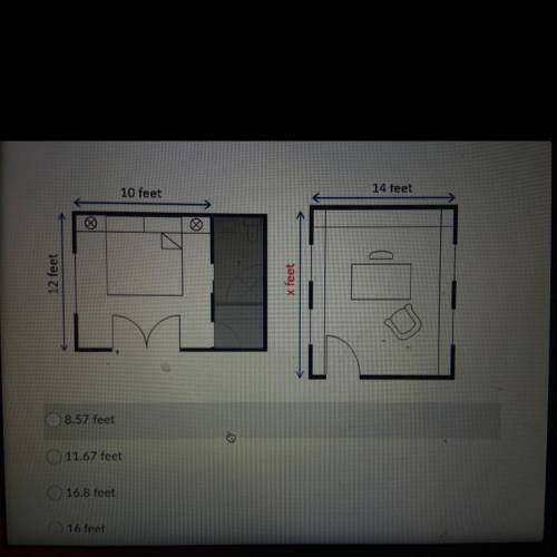 The bedroom and office in the diagrams below are similar rectangles. The walls on

the left sides