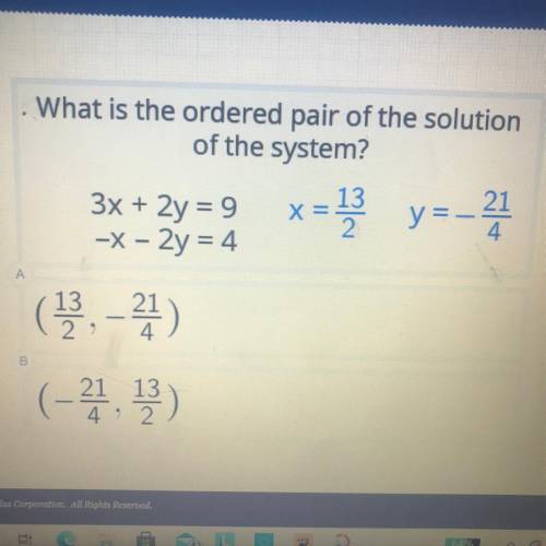 What is the ordered pair of the solution of the system