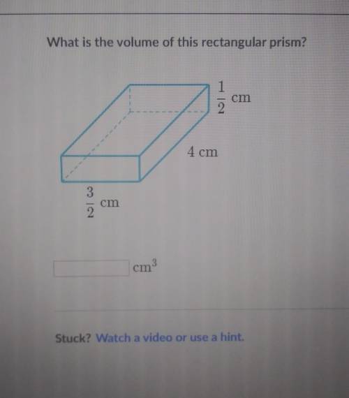 What is the volume of this rectangular prism? 1/2cm 4cm 3/2cmi will mark brainliest thank u​