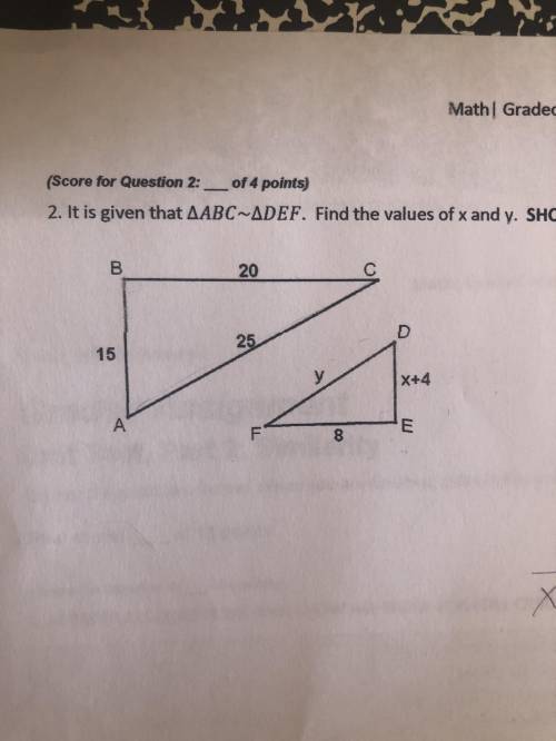 Solve for x and y and show the procedure
