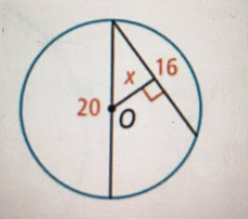 In circle o, find the value of x, rounded to the nearest tenth.