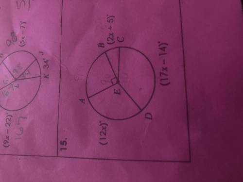 Please help with answer attaching pic . Please find x and each arc measure below

Arc ad
Arc bc
Ar