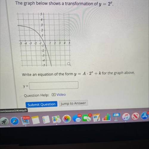 Write an equation of the form y = A - 2+ k for the graph above.