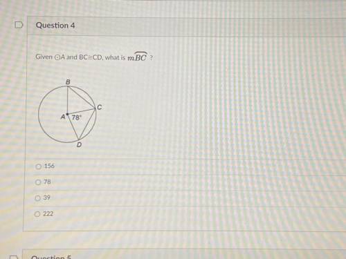 Give A and BC = CD, what is mBC (PLEASE HELP)