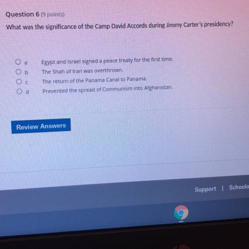 Question 6 (9 points)

What was the significance of the 
Camp David Accords during Jimmy Carter's