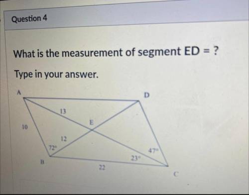 What is the measurement of segment ED?