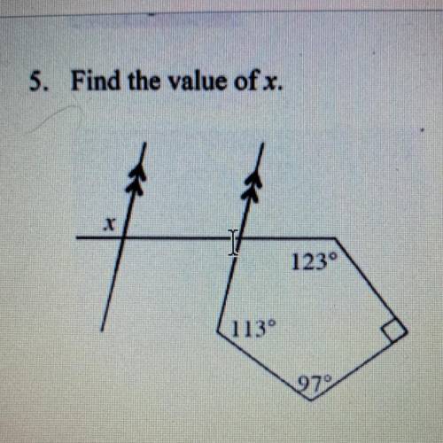 The answer is x=117 but need help finding it