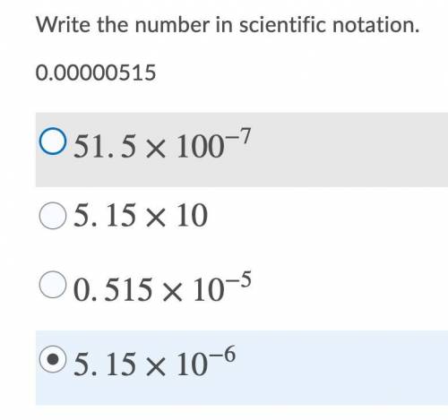 Write the number in scientific notation. 
0.00000515