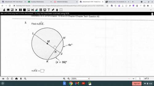 Find mHK
(Big ideas math chapter 10 test on circles)