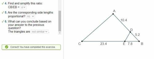 Applying the SAS Similarity Theorem:

Determine whether triangles ABC and DBE are similar by the f