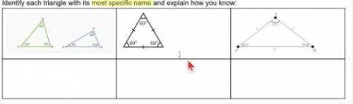 Identify each triangle with its most specific name and explain how you know: