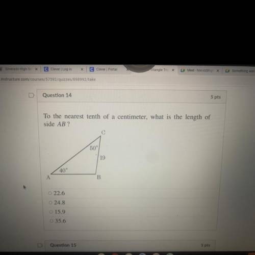To the nearest tenth of a centimeter what is the length of side ab
