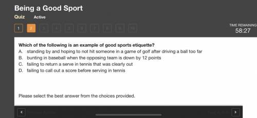 Which of the following is an example of good sports etiquette?