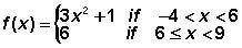 Graph the following piecewise function and then find the range. [6,109) (1,109) (1,6] [1,109)