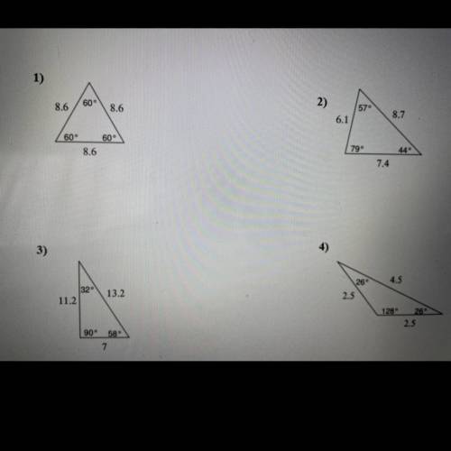 Classify triangles assignment please answer for brainleist