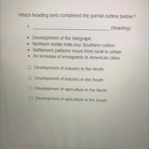 Which heading best completed the partial outline below?

 
1.
(heading)
• Development of the telegr