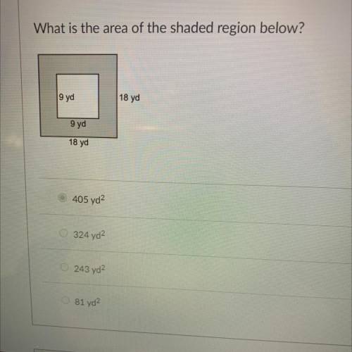 What is the area of the shaded region below?
9 yd
18 yd
9 yd
18 yd