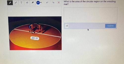 What is the area of the circular region on the wrestling mat? Please help me solve this