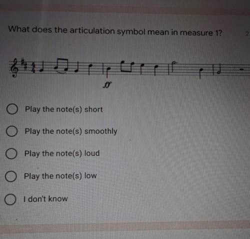What does the articulation symbol mean in measure 1​
