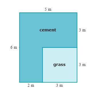 Frank's backyard has cement and grass. Find the area of the part with cement.
