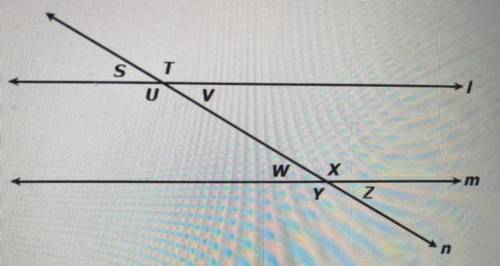 Lines land m are parallel.
Which two angles must be congruent?