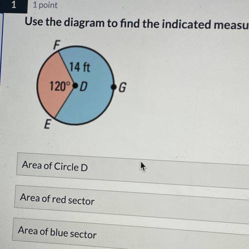 PLEASE HELP!!

find the area of circle d , the area of the red sector , and the area of the blue s