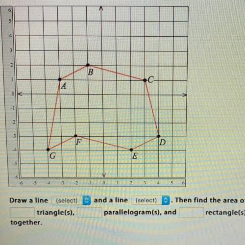 Draw a line (select) and a line (select) c. Then find the area of the

triangle(s), parallelogram(