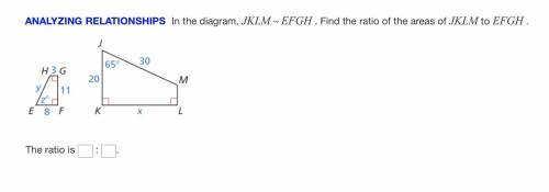 In the Diagram JKLM is similar to EFGH find the ratio of the areas of JKLM to EFGH