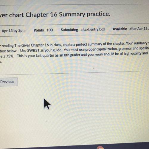 Giver chart chapter 16 summary I gave 100 points to you!