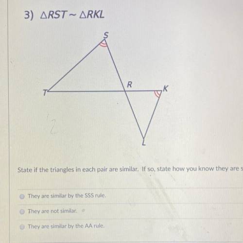 State if the triangles in each pair are similar. If so, state how you know they are similar

A. Si