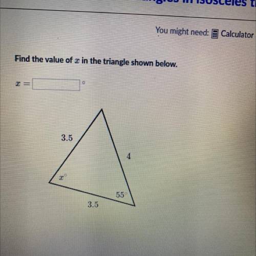 Find the value of z in the triangle shown below.